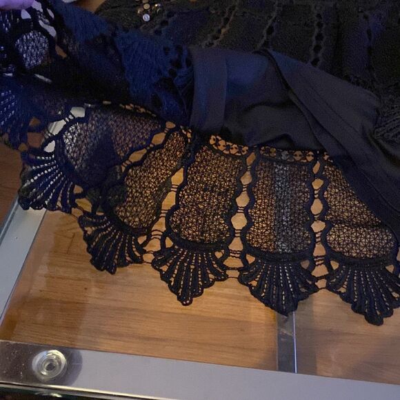 Maeve by Anthropology black lace blouse with bronze studs throughout - Picture 12 of 16